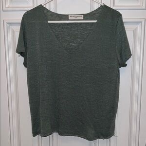 Project Social T Olive Green V-Neck Short Sleeve Tee